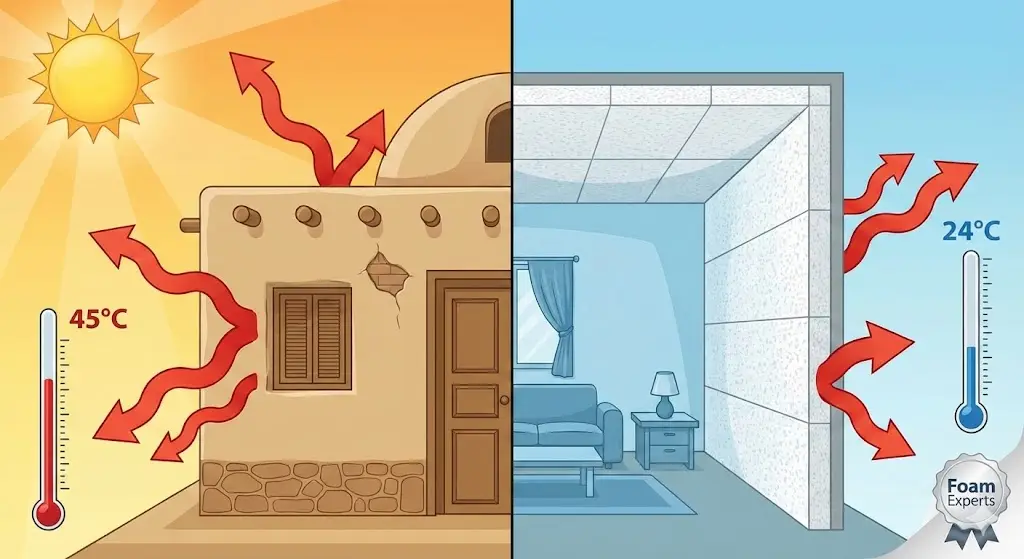 الدليل الشامل للعزل الحراري في مصر: أفضل المواد لخفض فاتورة الكهرباء